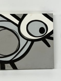 Starling, Monochromatic Bird Painting, Signed 2007, 24 x 24 Inches