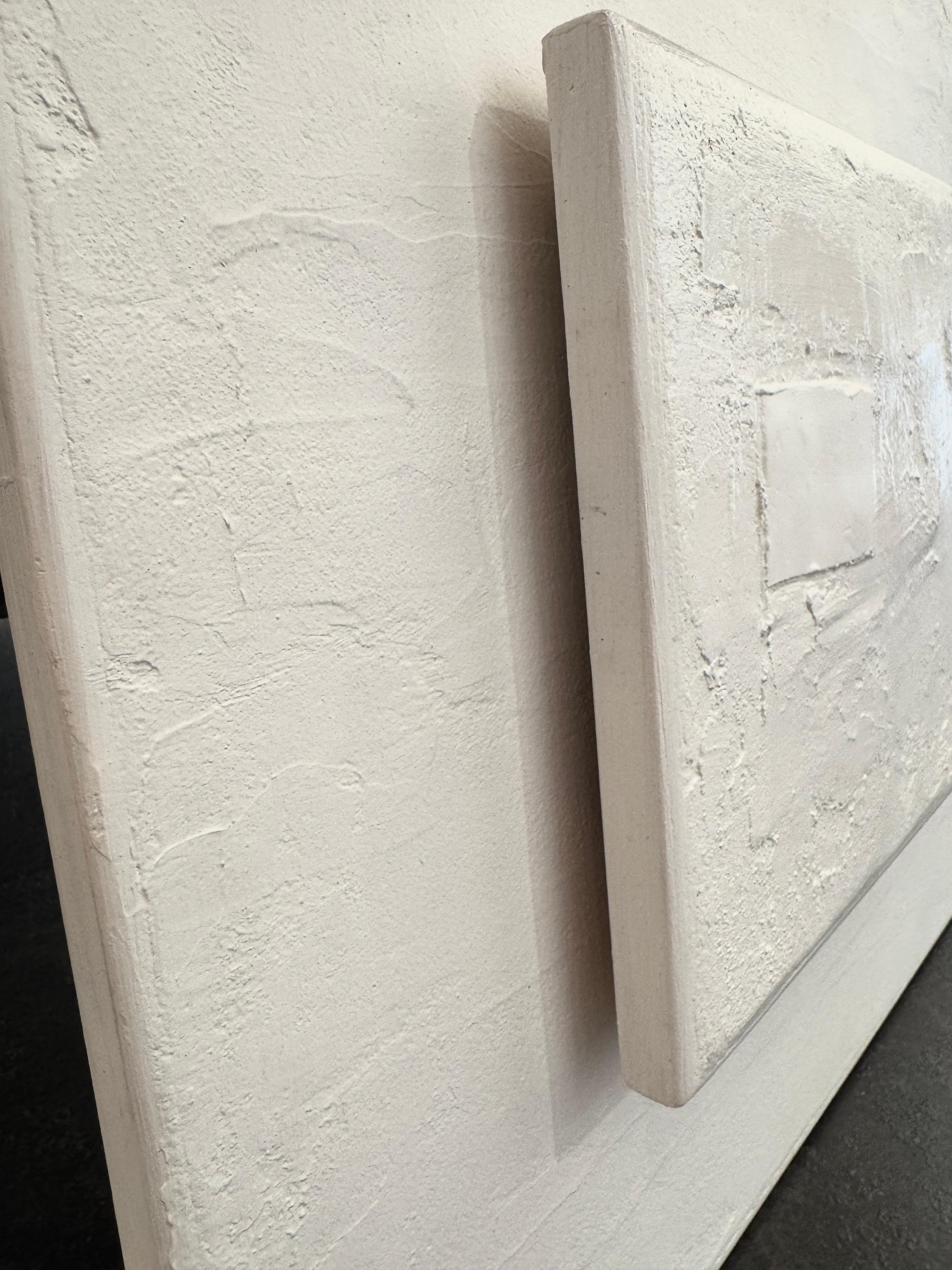 Composition plaster and cement N°2 by Gilbert Pauli - Acrylic on plaster 22x22 For Sale 5