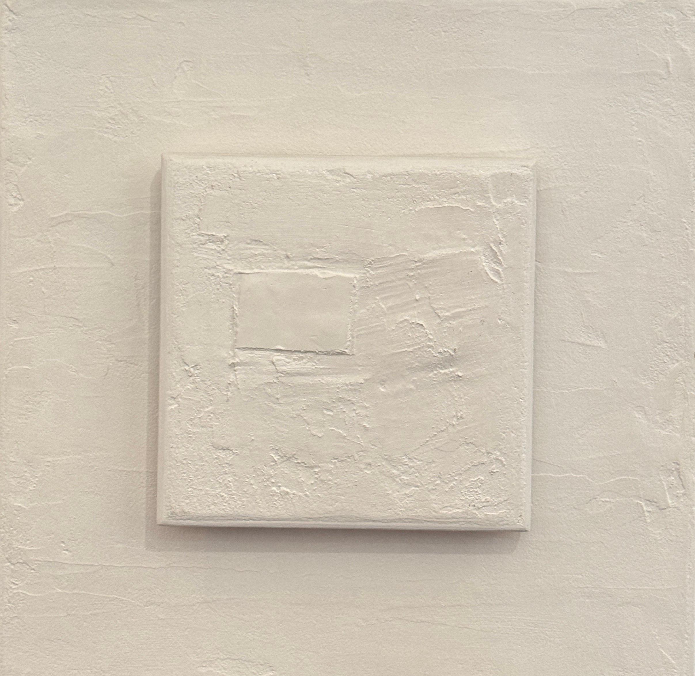 Composition plaster and cement N°2 by Gilbert Pauli - Acrylic on plaster 22x22 For Sale 2