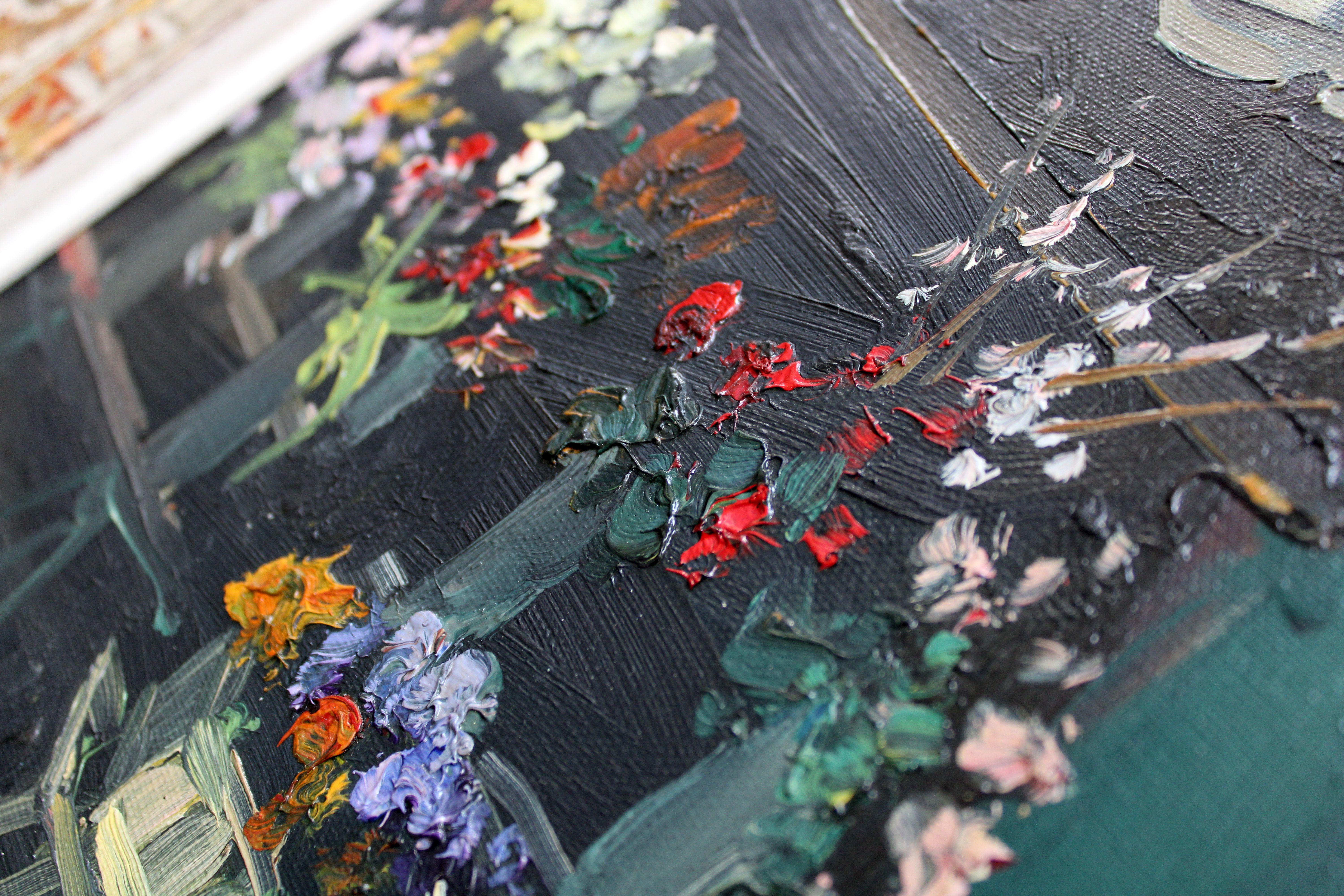 Mercado de flores frente a la Madeleine en París. Óleo sobre lienzo, 54x65 cm en venta 13