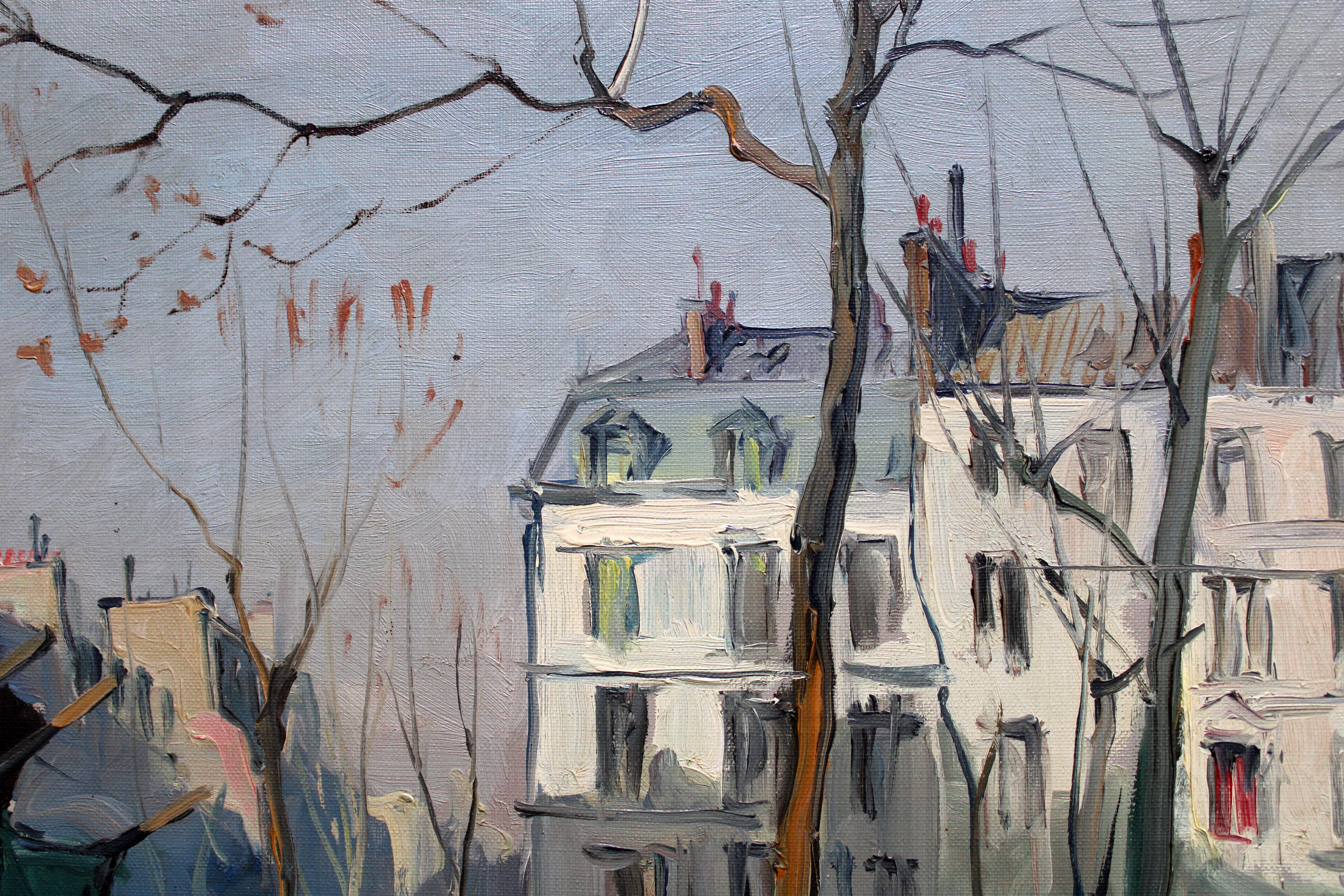 Mercado de flores frente a la Madeleine en París. Óleo sobre lienzo, 54x65 cm en venta 12