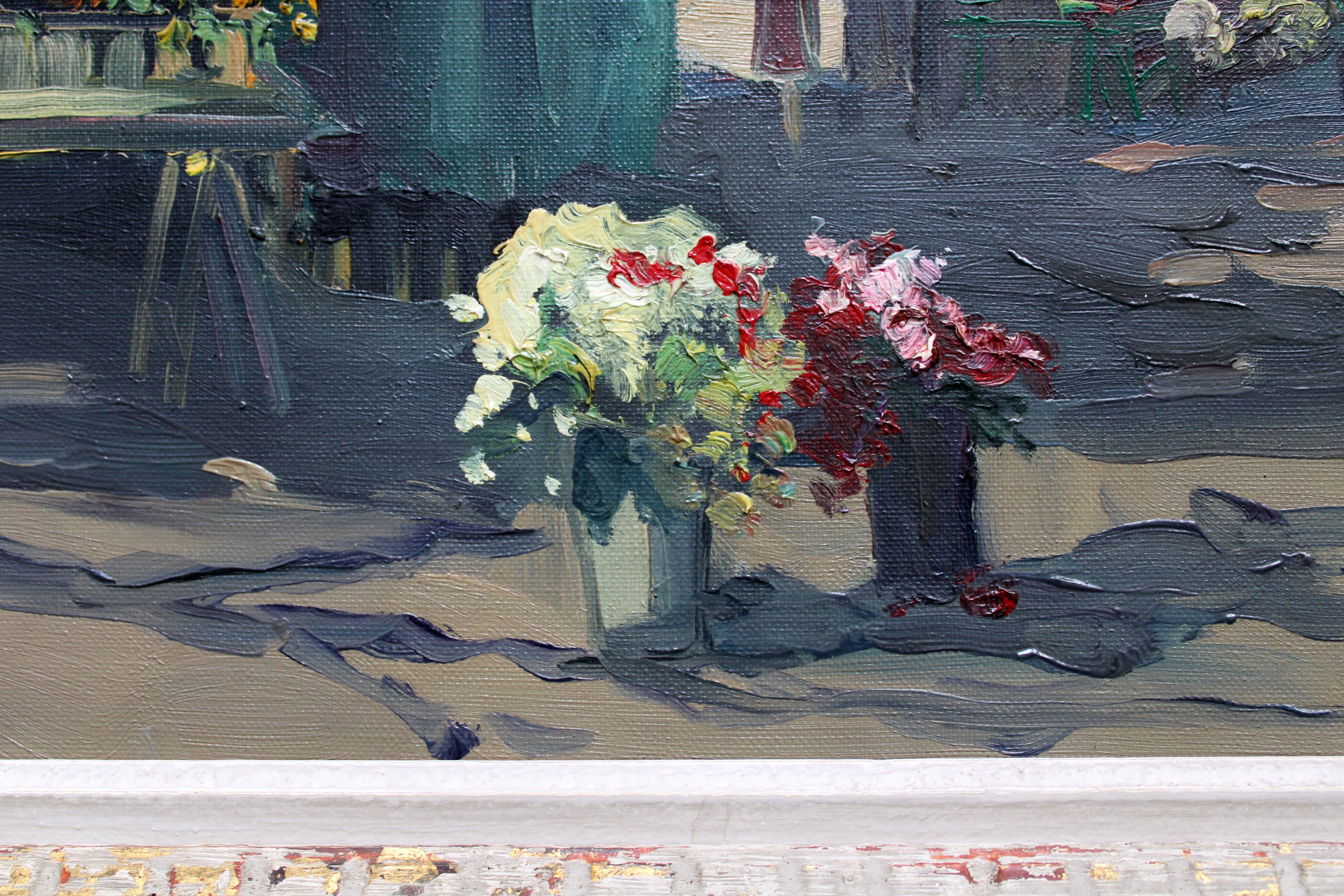 Mercado de flores frente a la Madeleine en París. Óleo sobre lienzo, 54x65 cm en venta 9