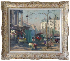 Blumenmarkt vor der Madeleine in Paris. Öl auf Leinwand, 54x65 cm