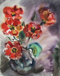 Tulipanes, 1984, papel, acuarela, 63,5 x 49,5 cm. Firmado.