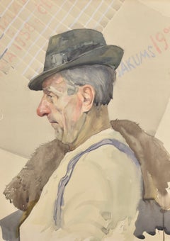 Portrait. 1958, papier, aquarelle, 63 x 40 cm. Signé.