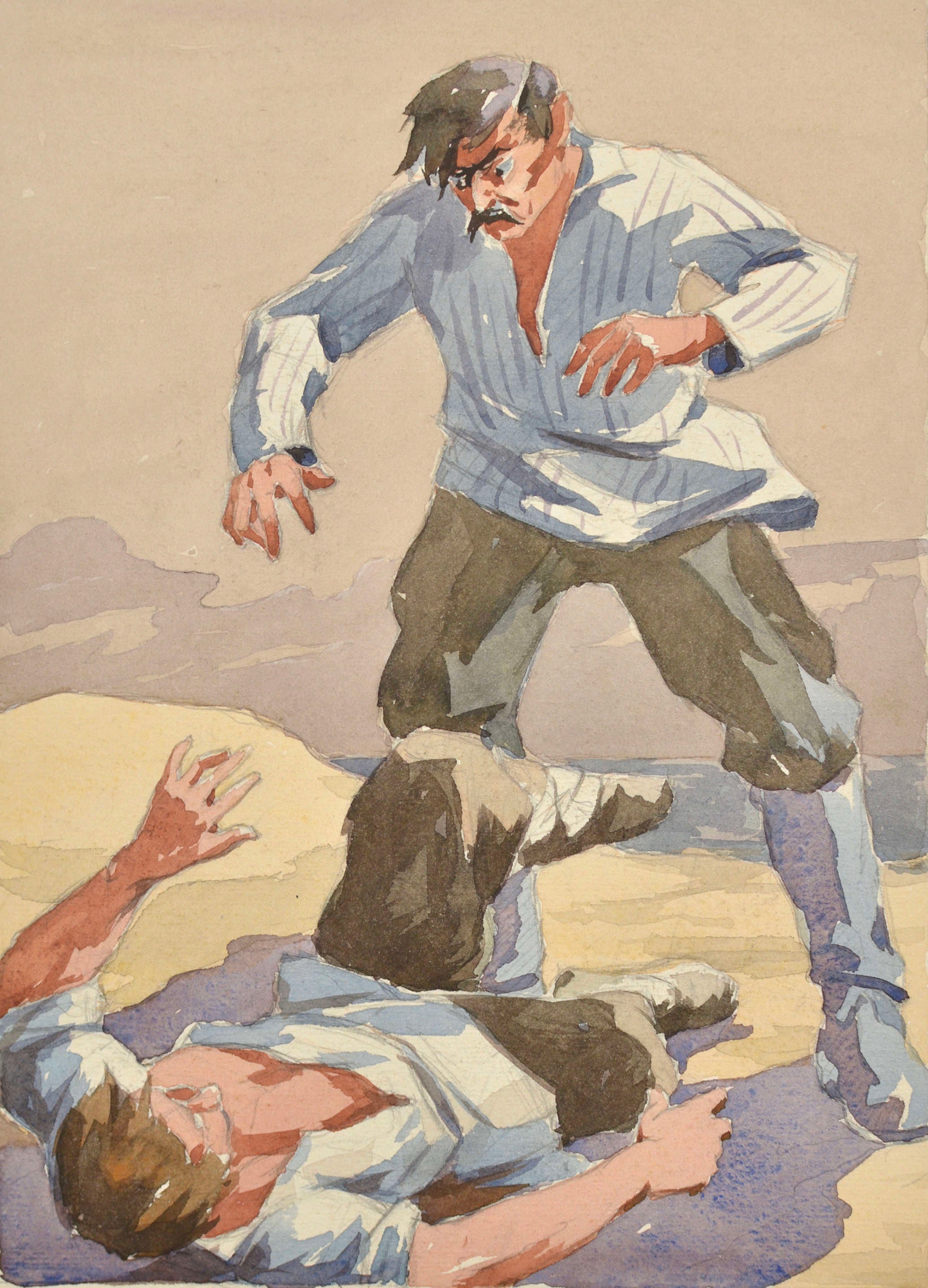 Combatti. Carta, acquerello, 25,5x18,5 cm.