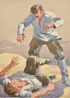 Fight. Paper, watercolor, 25.5x18.5 cm.