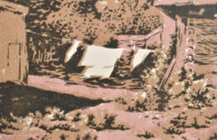 In the Backyard. Paper, monotype, 25 x 35.5 cm.