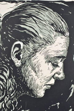 Meditation. Paper, monotype, 29x35 cm. Signed.