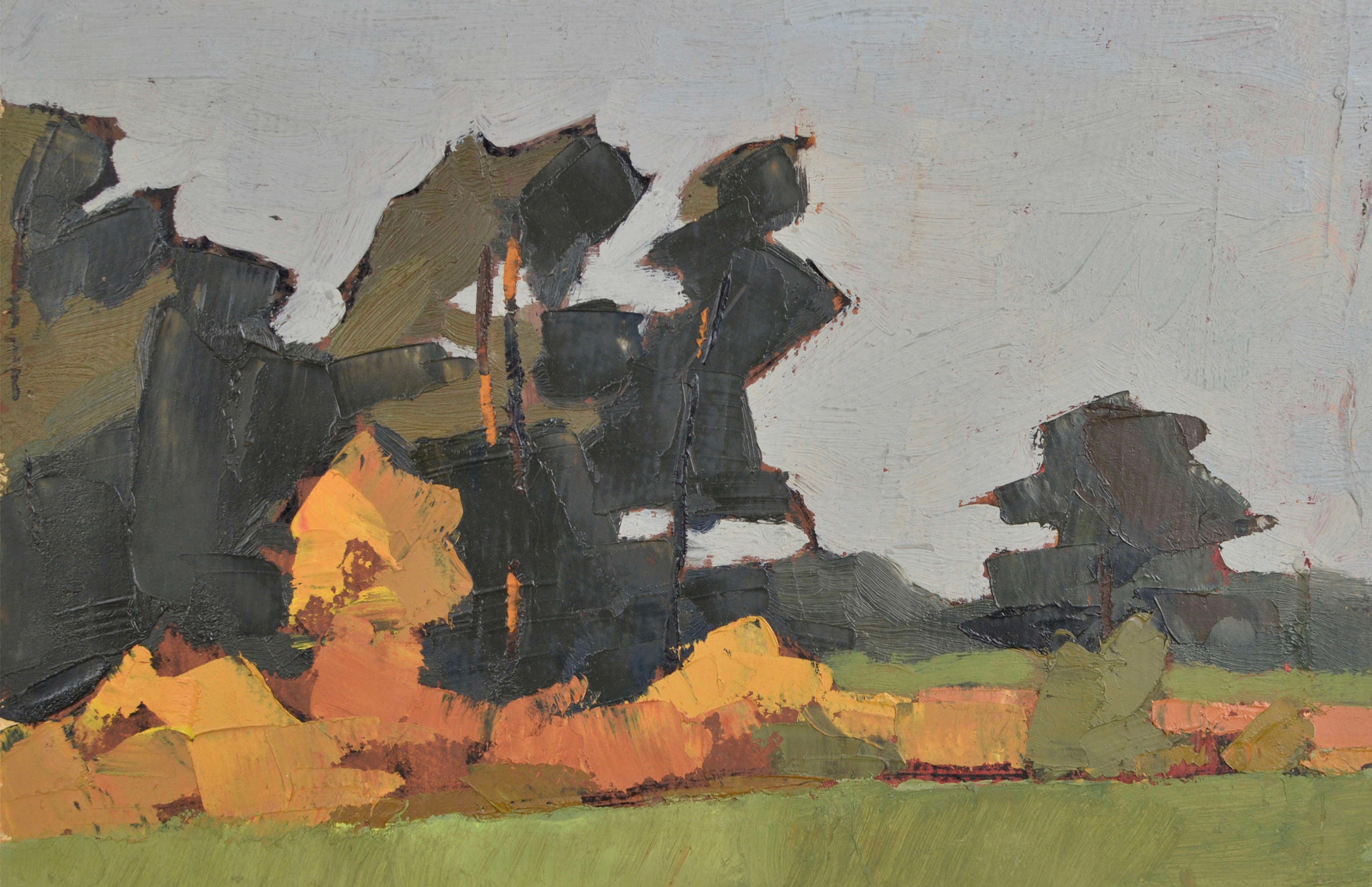 Forest . Cardboard, oil, 25x35 cm.