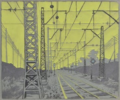 Train Tracks. Paper, gouache, 37x45 cm.