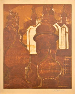 Towers. 1964, papper, monotype, 56x45 cm. Signed.