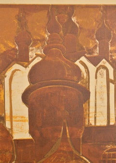 Towers. 1964, papper, monotype, 56x45 cm. Signed.