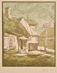 Street Corner. 1957, paper, monotype, 28x22 cm. Signed.