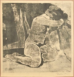 Act. 1959, papier, linogravure, 35 x 34 cm. Signé.