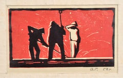 Lavori di scavo. 1959, carta, monotipo, 7x12 cm. Firmato.