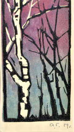 Birch. 1969, paper, monotype, 14x6 cm. Signed.