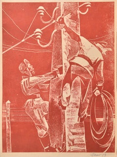 Electricians. 1959, paper, monotype, 54x40 cm.