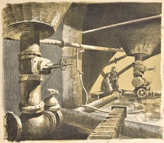 Sewers. 1956, paper, monotype, 41x48 cm.