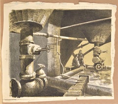Sewers. 1956, paper, monotype, 41x48 cm.