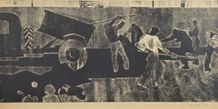Roadwork. 1961, paper, monotype, 30x66 cm. Signed.