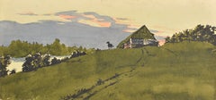 En el campo. Papel, acuarela, 19 x 40 cm.
