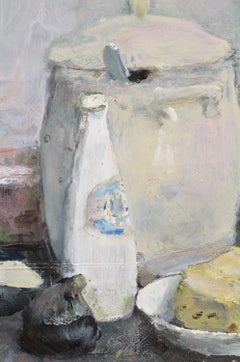 Still life with cheese. Cardboard, oil. 38x35 cm.