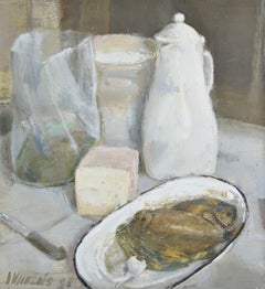 Still LIfe with Fish. 1998. Oil on canvas. 59x64 cm. Signed.
