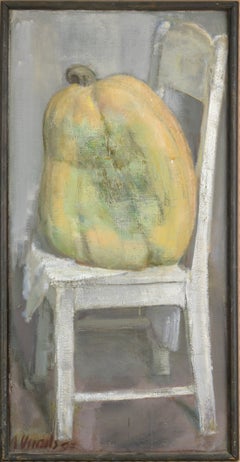 Pumpking on a Chair. Oil on canvas. 100x50 cm. Signed.
