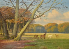 Landscape with Deer, by Kai J. Drews. Oil on canvas. 71x101 cm. Signed