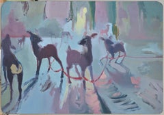 The Red Ribbon. Double-sided. Oil on particleboard. 70x100 cm. Unsigned