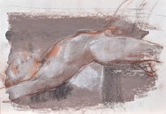 Nude male drawing, by Alise Medina. Mixed technique on paper, 30x42 cm. Signed