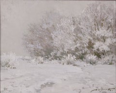 Frost by Alfejs Bromults. 1984. Oil on canvas, cardboard. 46x56.5 cm. Signed