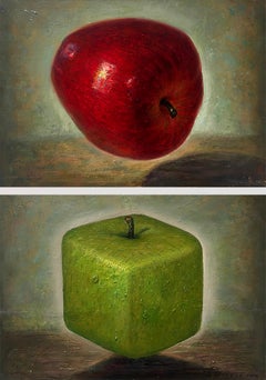 „Äpfel“ von Igor Maikov. 2022. Öl auf Karton. 21 × 30 cm. Unterzeichnet