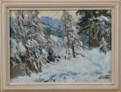 Winter by Edgars Vinters. 1988. Oil on cardboard. 23.5x32 cm. Signed