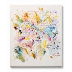 Pintura abstracta contemporánea: «Vino y nos dejó flores». Tinta, acrílico y carboncillo