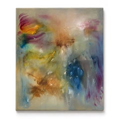 Pintura abstracta contemporánea: «Fuegos artificiales en la cama», acrílico con pigmentos y tintes sobre lienzo