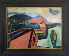 "Abstract Landscape" by Katherine Westphal, Oil on Board; Framed 18" x 24"