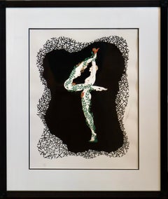 „4“ von Erté; gerahmter Siebdruck mit Prägung, 16,5" x 12", 1980
