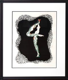 „4“ von Erté; gerahmter Siebdruck mit Prägung, 16,5" x 12", 1980