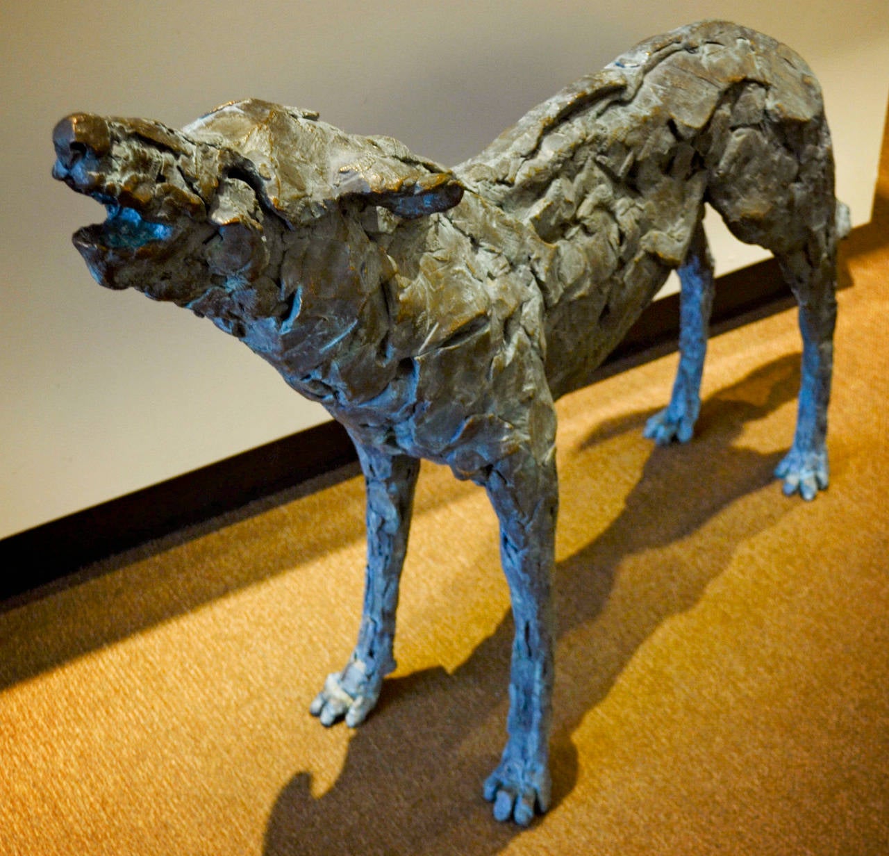 Sharon Loper Figurative Sculpture - Female Howling Wolf 1/7
