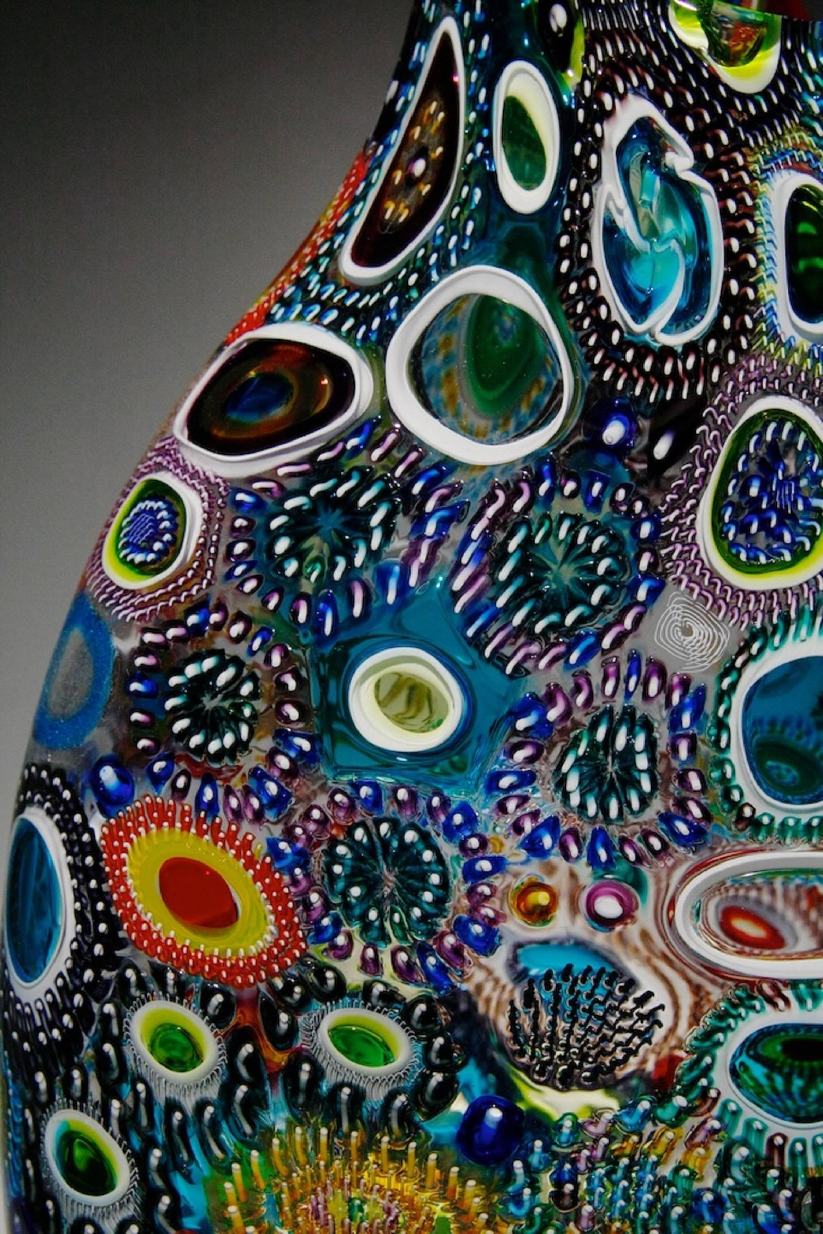 Mixed Murrine Foglio - Black Abstract Sculpture by David Patchen