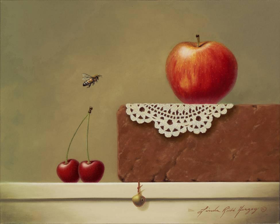 Fruit and Lace - Painting by Linda Ridd Herzog