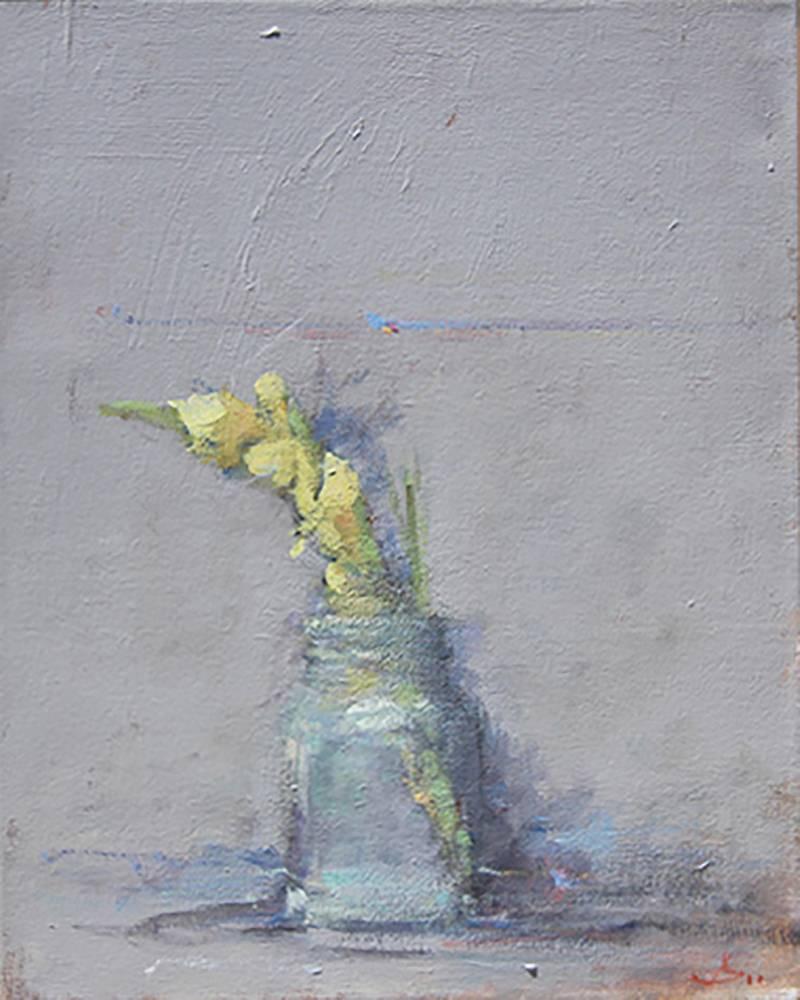 Terry DeLapp Still-Life Painting - Yellow Gladiola