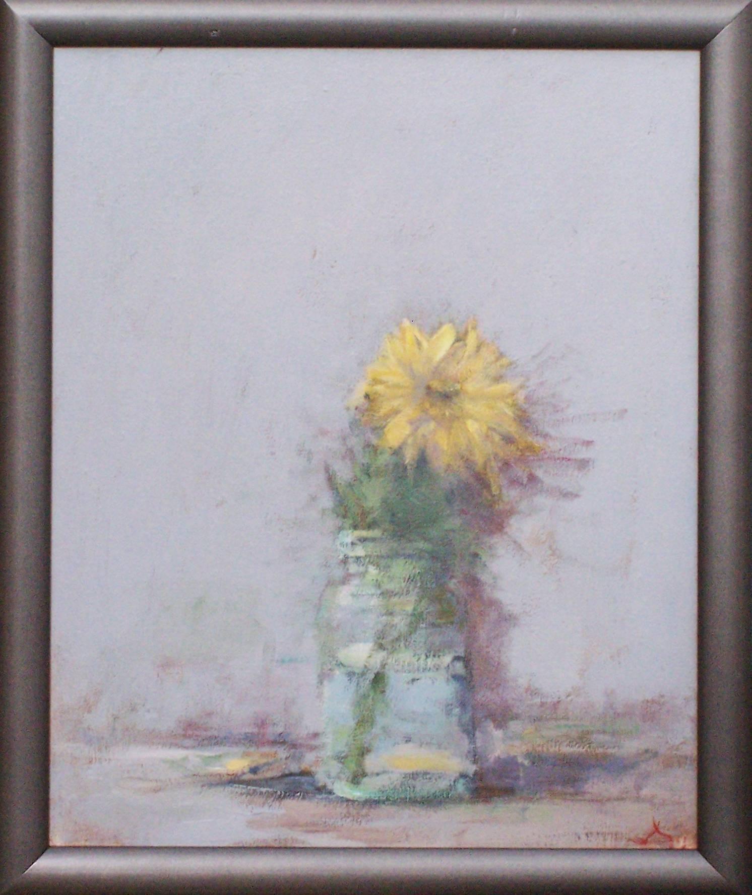Yellow Dahlia - Painting by Terry DeLapp