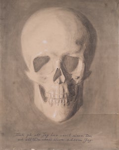 Calavera «Memento Mori», dibujo antiguo sueco al carboncillo