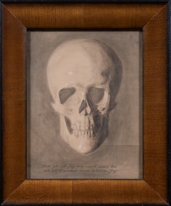 Calavera «Memento Mori», dibujo antiguo sueco al carboncillo