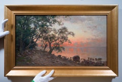 Ferdinand Hernlund Swedish Sunset Landscape, Småland Forest Lake