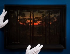 Oskar Bergmans Painting Sunset through the Pines, 1906