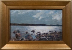 Landscape Painting with Dramatic Light over a Rocky Scandinavian Shore, 1892